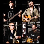 A collage of 4 photos of Yalé band members